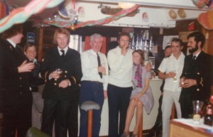 London Pioneer 1975 L-R Dave York, Bob Pople, Eric Evans, Capt Peter Wright, Martin & Sue Webber, Carney Davidson, Harry Pearson, Graham Dickinson